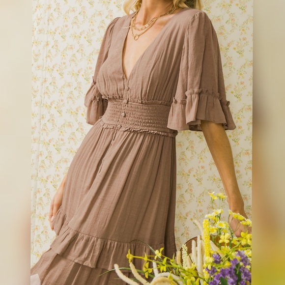 🤎NWOT A. Calin by Flying Tomato Mocha Maxi Dress - Picture 4 of 10